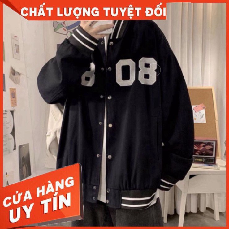 Áo khoác bomber unisex ⚡ 𝐂𝐨́ 𝐕𝐢𝐝𝐞𝐨 - 𝐀̉𝐧𝐡 𝐓𝐡𝐚̣̂𝐭 ⚡ Áo bomber bóng chày H8-08 chất kaki dày dặ