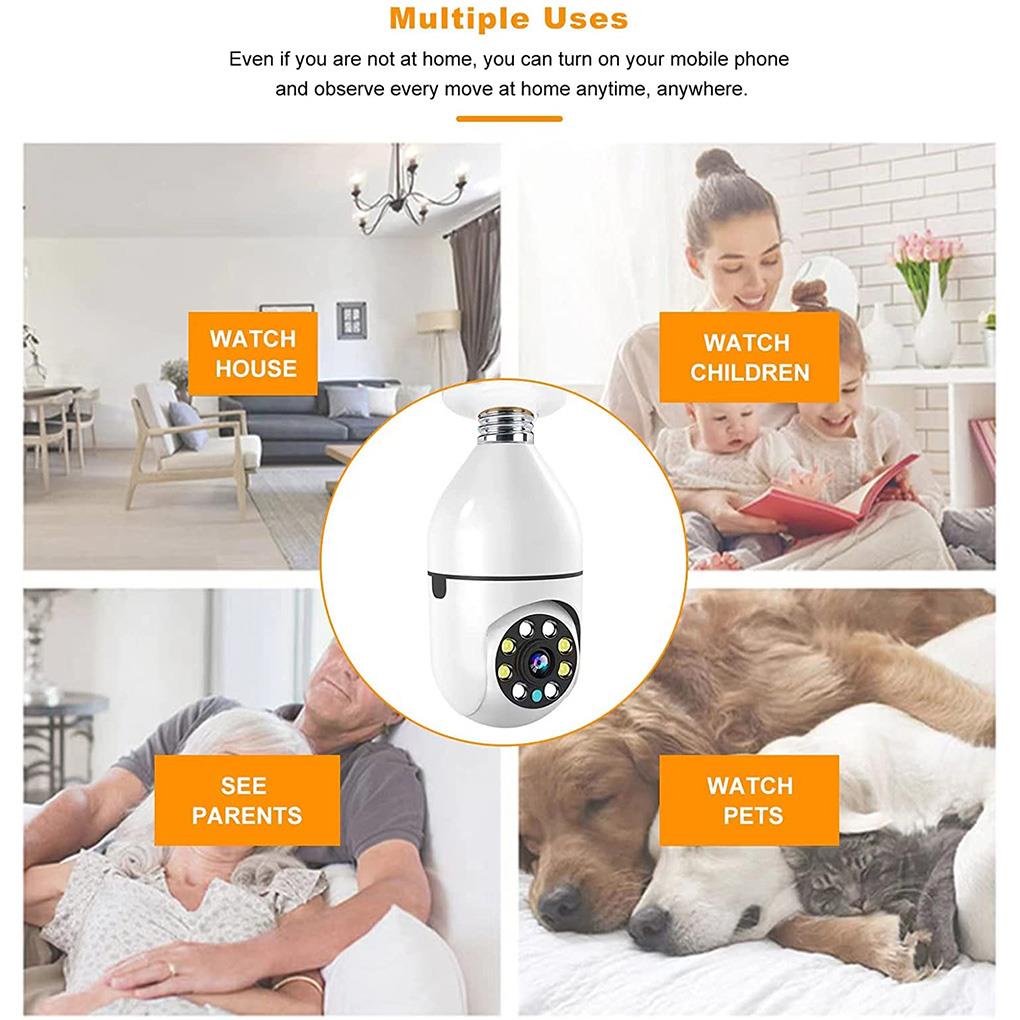 Camera Không Dây 110-240V Phóng To 4 Lần 2MP 1080P Có Đèn LED E27 Kết Nối WiFi