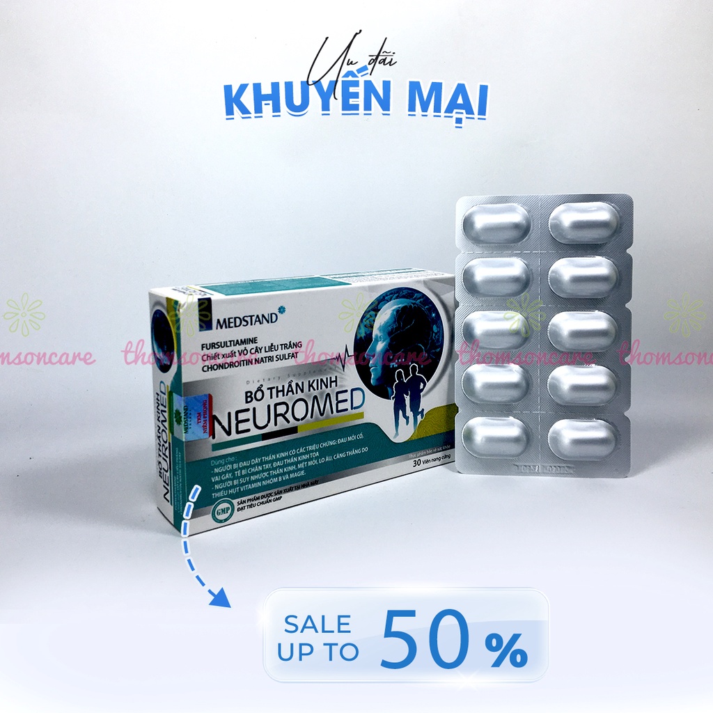 Giảm tê bì run tay chân Neuromed bổ thần kinh từ thảo dược và vitamin nhóm B Magie Hộp 30 viên