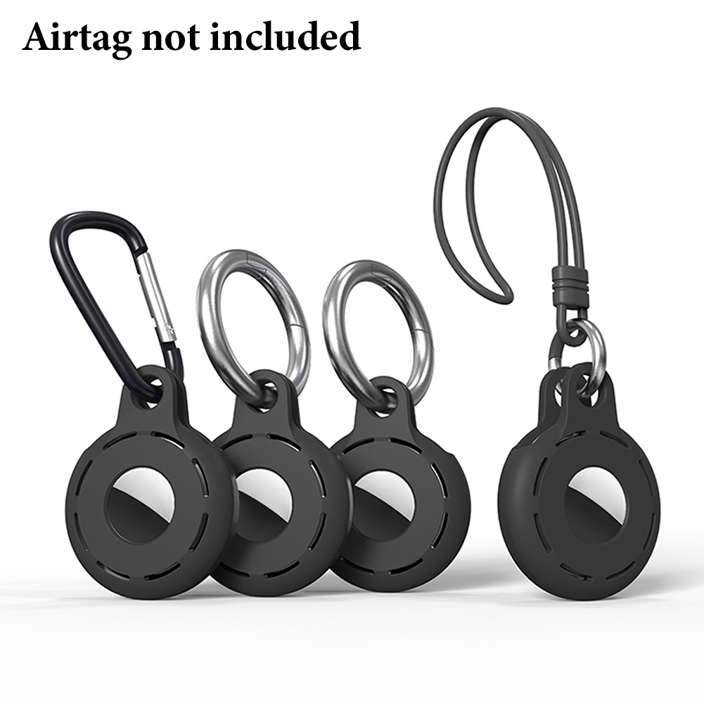 4pcs Protective Case Solid Outdoor Scratch Resistant Waterproof Soft Silicone Anti Lost Keychain Hook Fit For Airtag