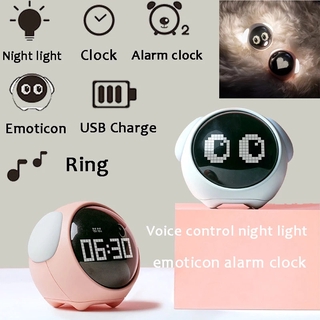 Đồng Hồ Báo Thức Hình Emoji Có Đèn Led Và Cổng Sạc Usb