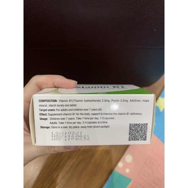 Vitamin B1 hộp 100v -Viên uống bổ sung Vitamin B1 cho cơ thể, tăng cường sưcd khoẻ