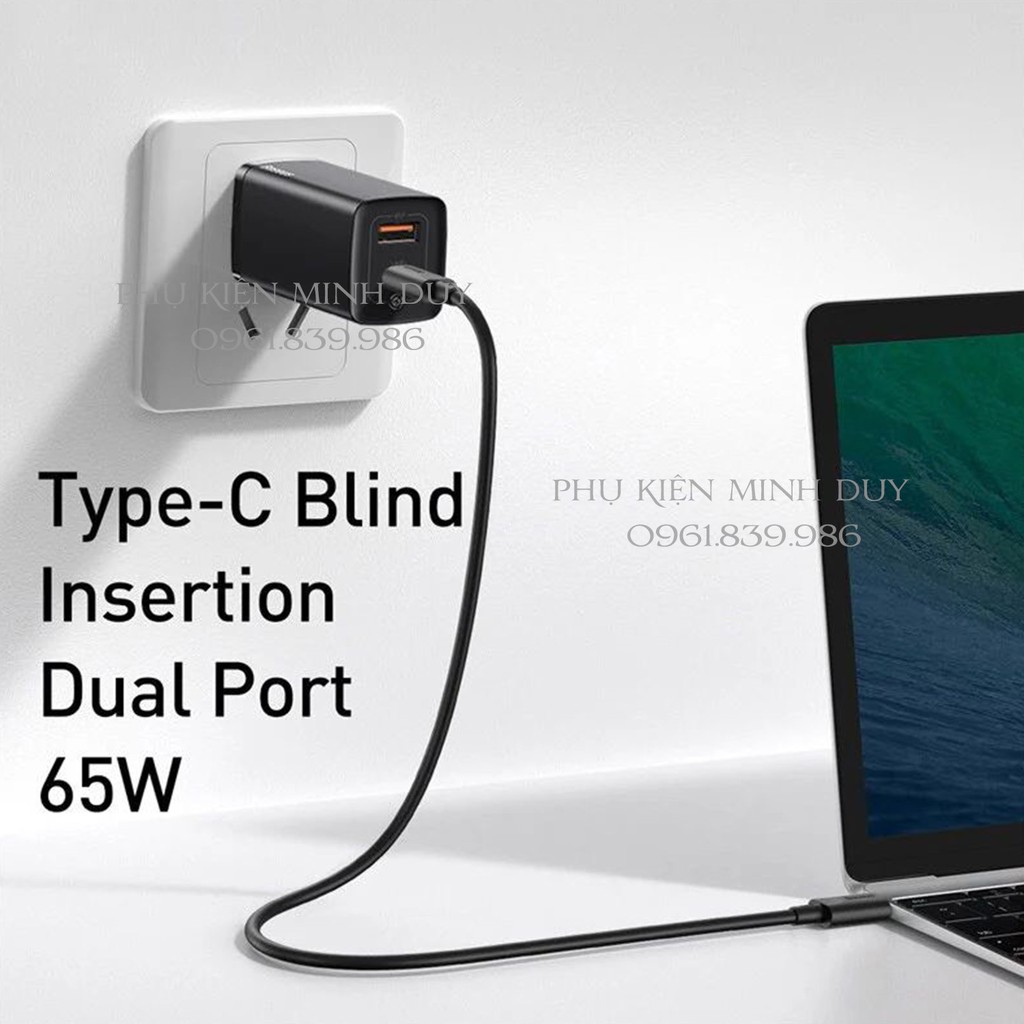 Củ sạc nhanh Baseus GaN2 Lite 65W USB và Type-C PD 3.0, QC 4.0 cho Smartphone/ Tablet/ Ipad/ Macbook/ Laptop ❤