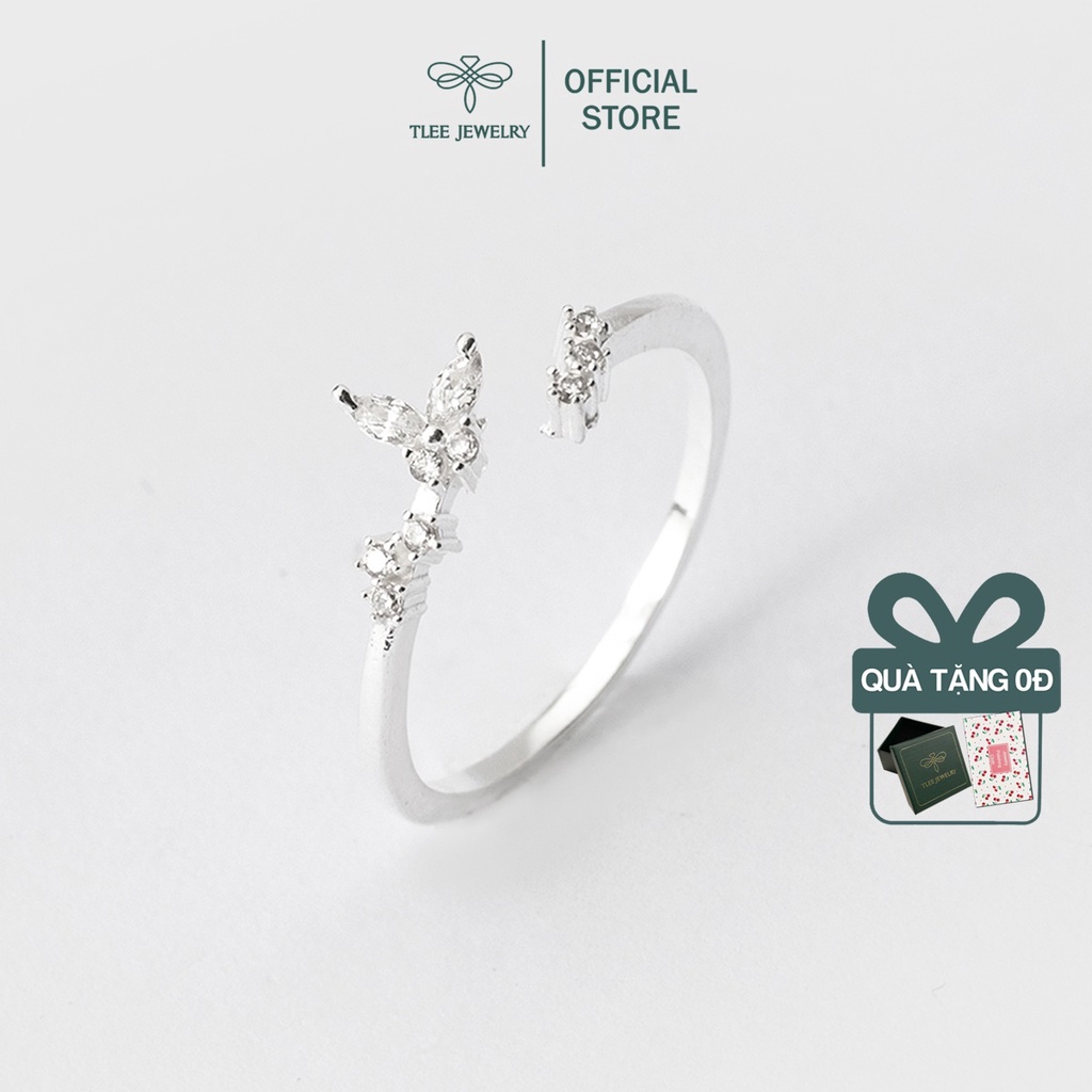 Nhẫn bạc nữ TLEE hình cánh bướm cành lá đính đá sang trọng TleeJewelry A0203