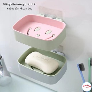 Khay Để Bánh Xà Phòng Dán Tường 2 Lớp Đáy Kín Hình Mặt Cười 00269