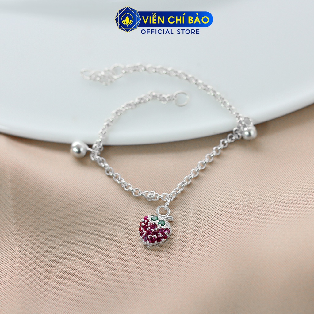 Lắc tay bạc trẻ em Quả dâu tây dễ thương chất liệu bạc 925 quà tặng đầy tháng thôi nôi Viễn Chí Bảo  L400247