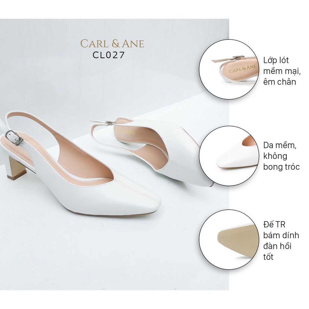 Carl & Ane - Giày cao gót mũi nhọn phối quai thời trang công sở cao 6cm màu trắng - CL027