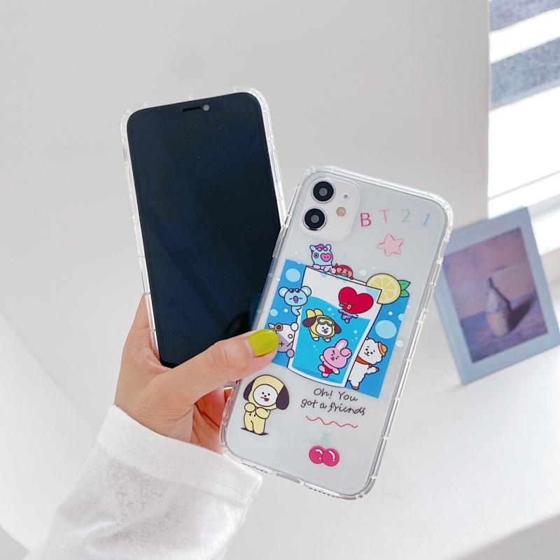 Ốp điện thoại mềm in họa tiết BTS BT21 trong suốt cho IPhone 6 6s 7 8 Plus 11 Pro Max XS Max XR X SE 2020