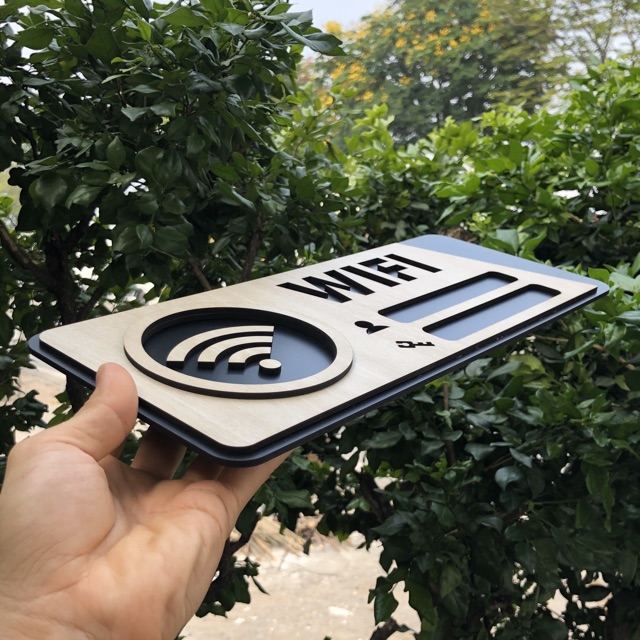 Bảng gỗ khắc tên thông tin wifi TW03 10x20cm mẫu mới