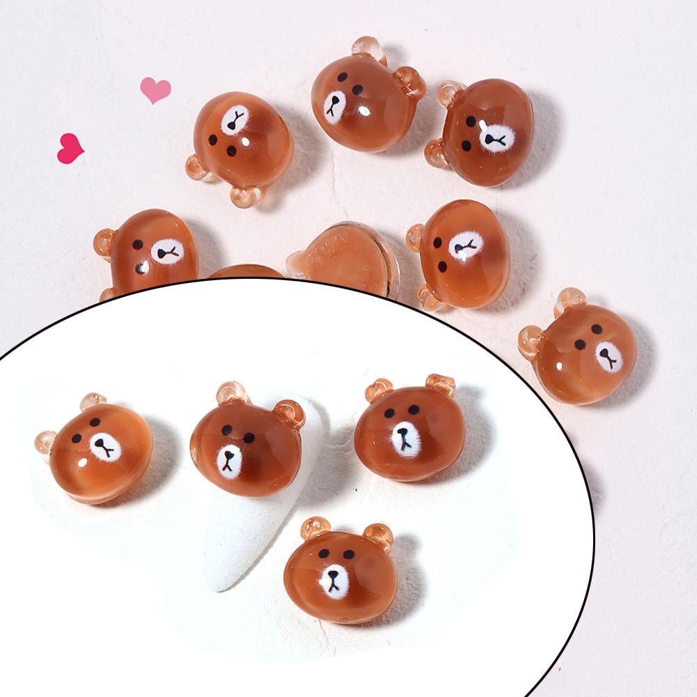 QQMALL Phụ Kiện Trang Trí Móng Tay Hình Gấu 3D Dễ Thương