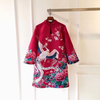 Đầm gấm chim phượng hoàng hoa mẫu đơn