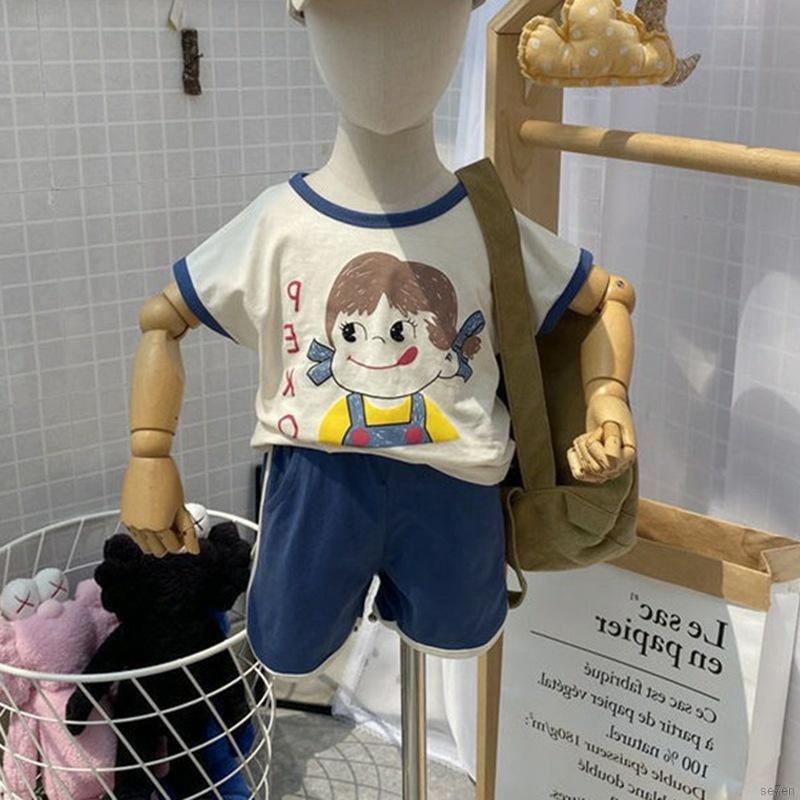 Set áo thun tay ngắn &amp; quần đùi họa tiết hoạt hình đáng yêu dành cho bé