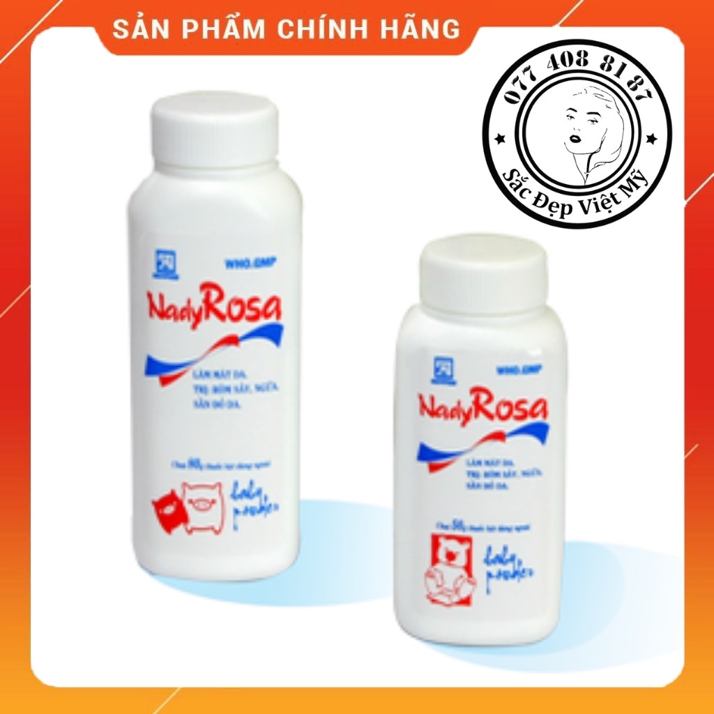 Phấn Thơm Em Bé Rosa ♥️Chính Hãng♥️ Phấn Rôm Chăm Sóc Cơ Thể Bé An Toàn Cho Bé  Nady Rosa Chai 50gr