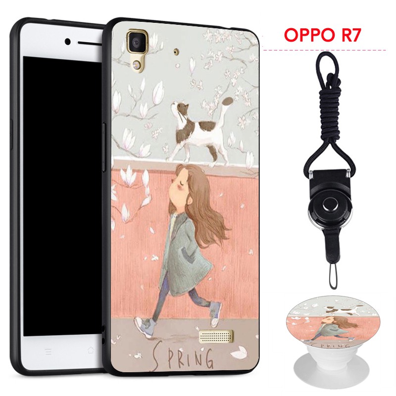 Ốp điện thoại Silicon mềm có dây đeo và giá đỡ mẫu mới cho OPPO R7/R7 Lite