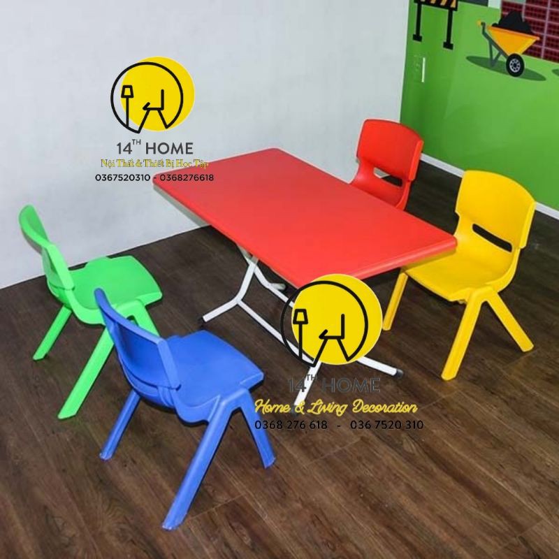 (Nhắn tin chọn màu) Combo 2 Bàn, 5 Ghế nhựa đúc Mầm Mon, Tiểu Học cho bé | BigBuy360 - bigbuy360.vn