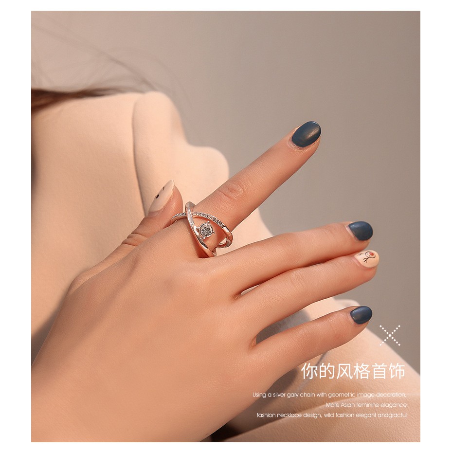 New Jewelry Simple Personality Cross Finger Ring Fashion Female Wild Diamond Ring Selling Direct