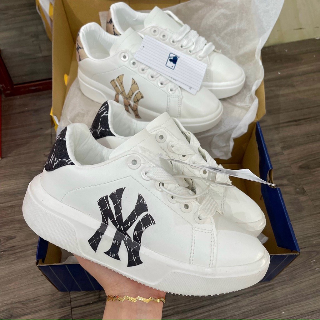Giày Mc queen LA,NY Trắng Mẫu Mới 2022, Giày MLB , Hàn Quốc Nam Nữ Độn đế full bill box