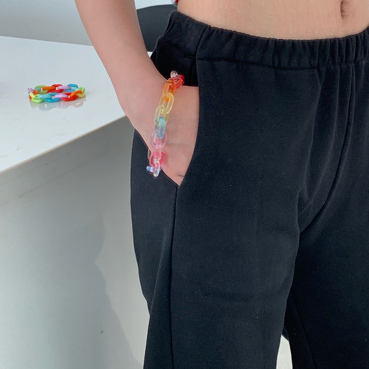 Vòng Tay Mặt Dây Xích Màu Cầu Vồng Phong Cách Harajuku Đường Phố