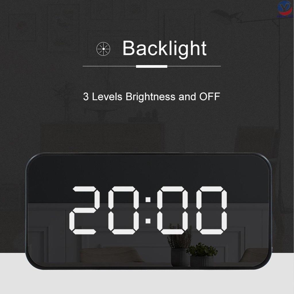 Đồng hồ báo thức kỹ thuật số không dây đa năng 12H/24H màn hình LED màu đen