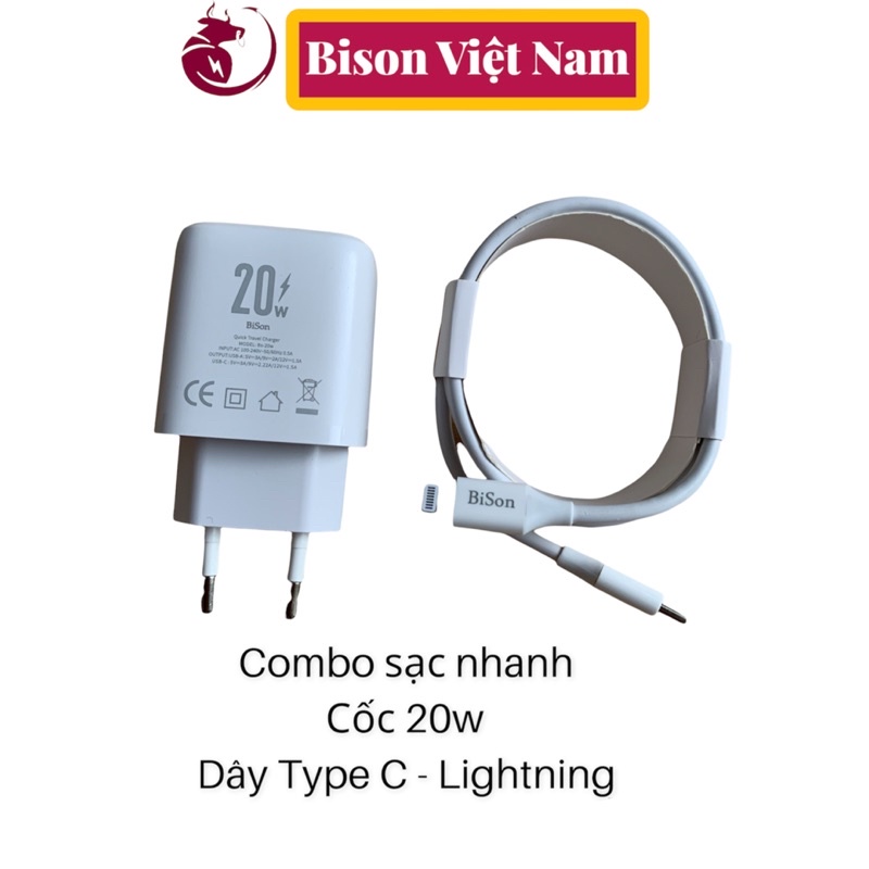Sạc nhanh Bison 20W 2 cổng chính hãng bảo hành 12 tháng