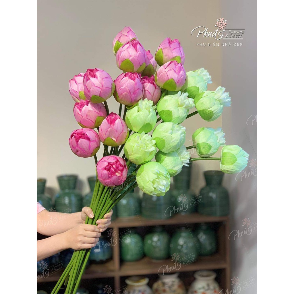 Hoa sen lụa giả thanh lịch và tinh khôi đẹp PKND FLOWERS &amp; DECOR