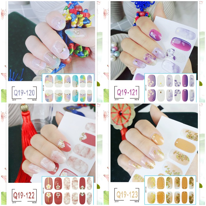 Bộ dán móng tay nail sticker gồm 12 móng, không thấm nước, có độ đàn hồi tốt Phần 1 Q19