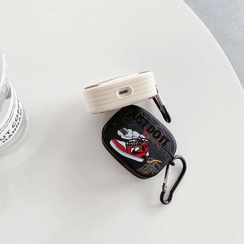 Vỏ bảo vệ hộp sạc tai nghe không dây Bluetooth Airpods 1 2 3 pro bằng silicone TPU nhám in logo Nike có móc khóa