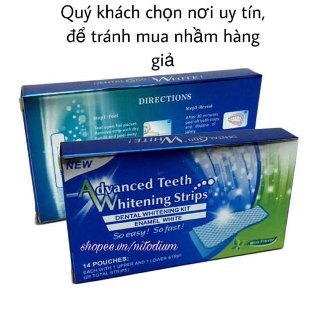 1 Hộp dán trắng răng cấp tốc tại nhà - gồm 14 gói