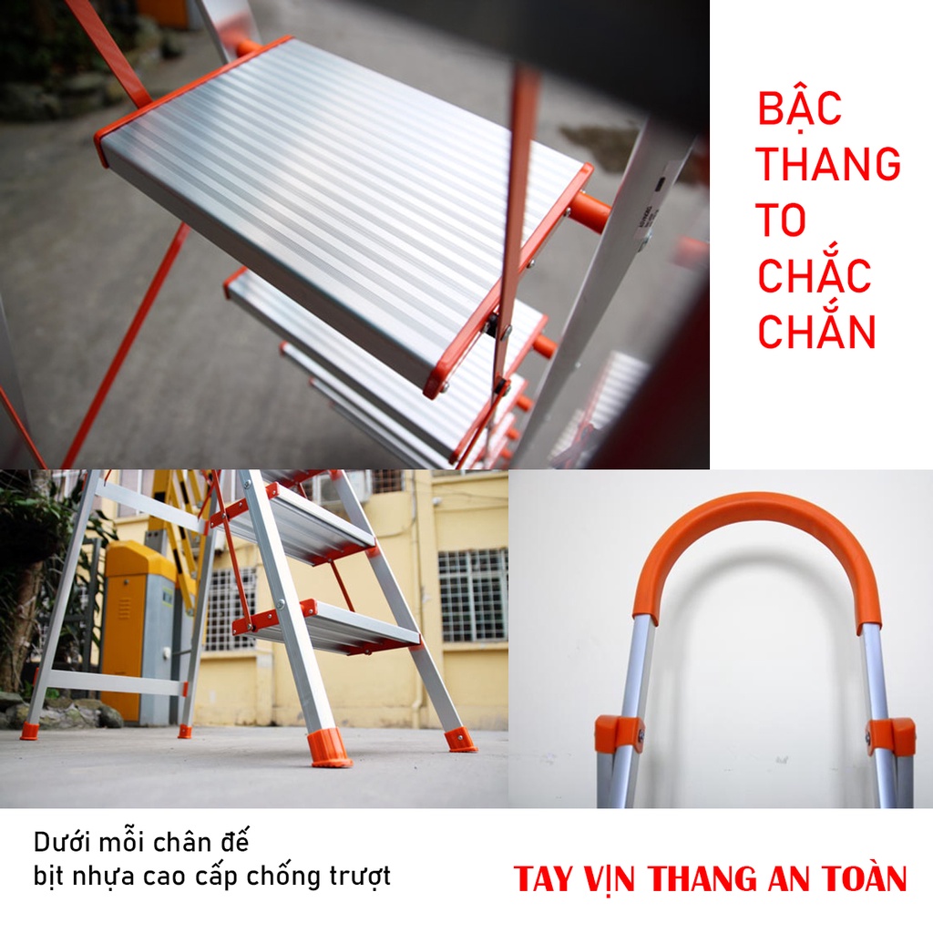 Thang nhôm ghế gấp gọn 6 bậc nhập khẩu ADVINDEQ ADS-706 ( Chiều cao bậc trên 1.4m) bảo hành 2 năm