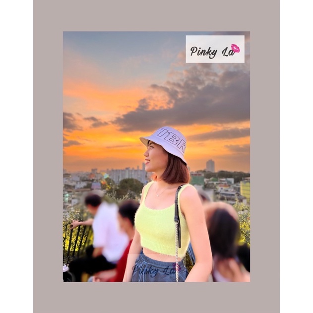 PINKYLA - Áo sát nách croptop lông mịn