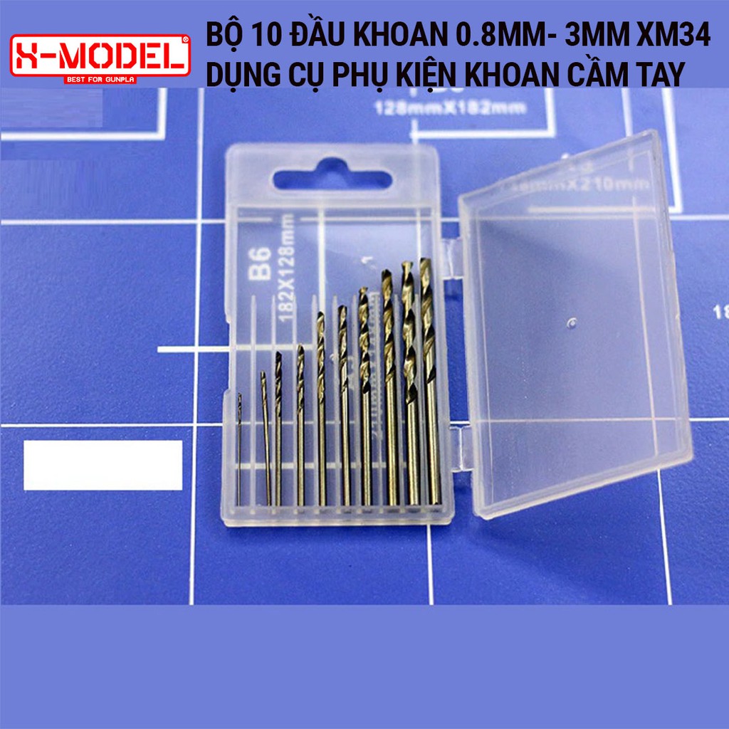 Dụng cụ làm GUNDAM Bộ khoan tay và bộ 10 đầu khoan chuyên dụng mô hình hỗ trợ khoan demo hoặc gắn metal Part X- MODEL