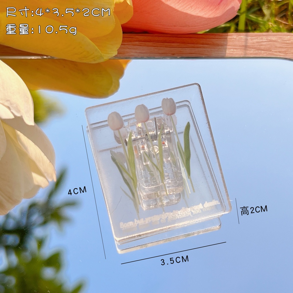 Kẹp giấy trong suốt/ Kẹp Tài Liệu Bằng Acrylic Trong Suốt Họa Tiết Hoa Nhiều Màu Xinh Xắn