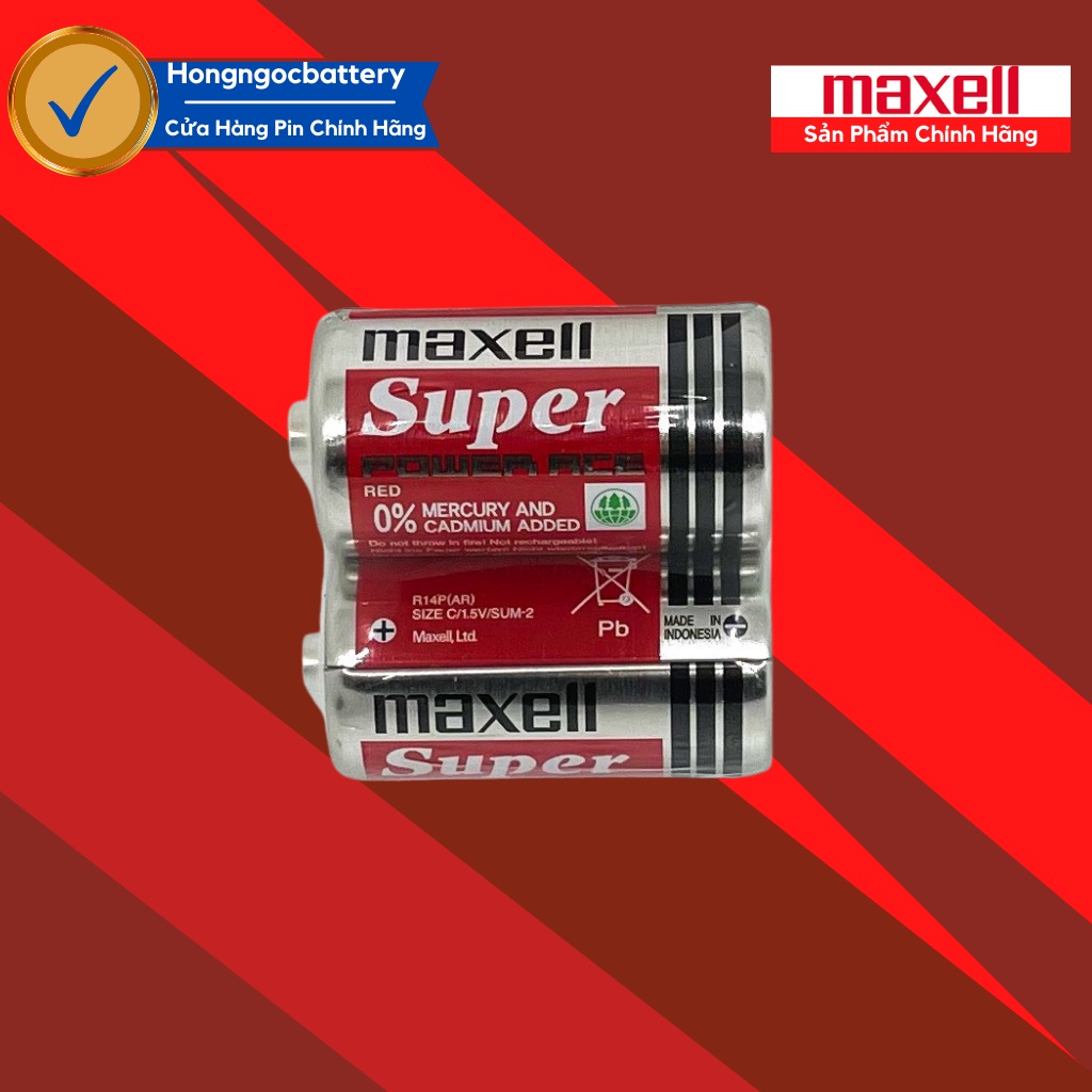 Vỉ 2 Viên Pin Trung ( Pin C 1,5V ) Maxell - Hàng chính hãng