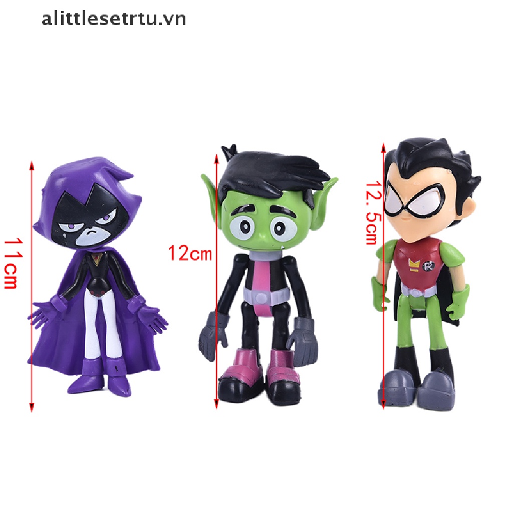 Set 7 Mô Hình Đồ Chơi Nhân Vật Robin Cyborg Beast Boy Raven