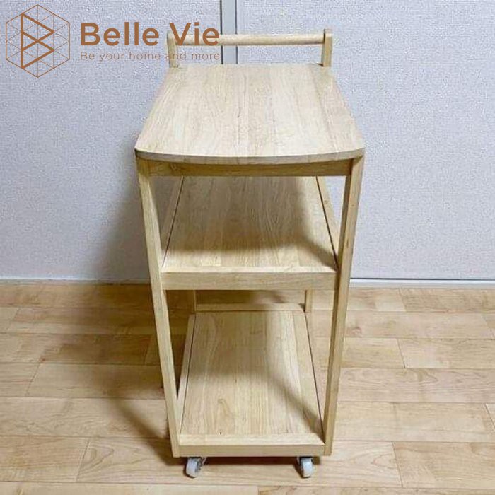 Kệ Bếp Đa Năng Có Bánh Xe BELLEVIE Kệ Gỗ Đựng Gia Vị , Kệ Gỗ Tự Nhiên Decor Láp Ráp Đơn Giản Dễ Dàng