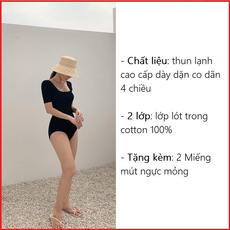 Bikini một mảnh kín đáo áo tắm liền thân tay dài đi biển đẹp đồ bơi 1 mảnh sexy  Hàn Quốc màu đen có tay