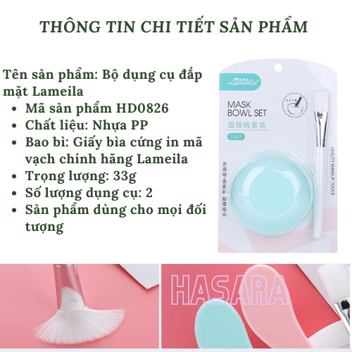 Dụng cụ đắp mặt nạ Lameila gồm bát trộn bột đắt mặt nạ và cọ quét mặt lông mềm HD0826 - Hasara