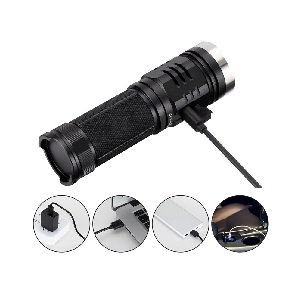 Đèn pin siêu sáng SOFIRN SP33 V3 LED CREE XHP50 sáng 3500lm chiếu xa 269m cổng sạc USB pin 26650 Kèm theo