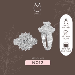 Nhẫn bạc ý 925 cao cấp hột mỹ nhân tạo Mã N012
