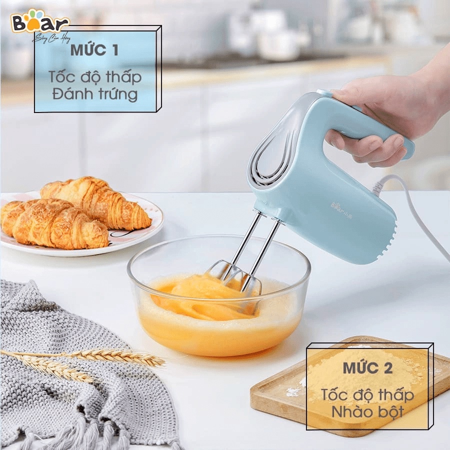 Máy Đánh Trứng Mini Cầm Tay Bear Công Suất Lớn Làm Bánh Làm Kem Bản Tiếng Anh Hàng Chính Hãng DDQ B02P5