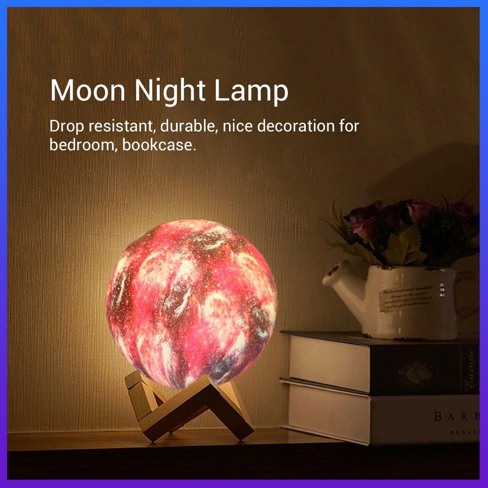 3D Print Galxy Moon Lamp 16 Colors Change Starry Sky Night Lamp Night Light