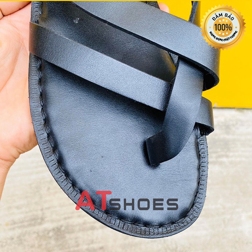 Dép Quai Hậu Dép Sandal Nam Da Bò Thật Atshoes DA882 (Đen - Nâu)