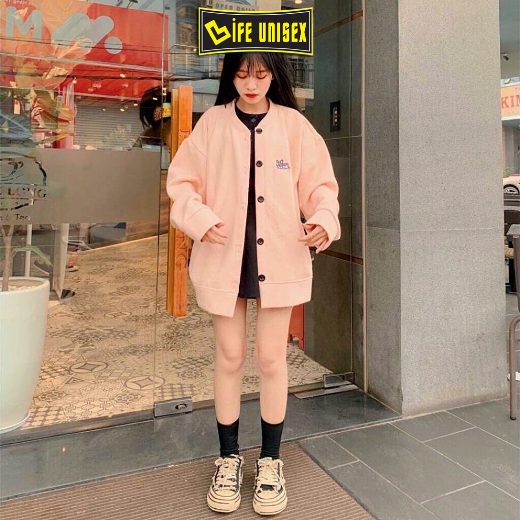 Áo Khoác Cardigian Nỉ Thêu Hình Cún Nam Nữ Ulzzang Unisex Dây Kéo, Áo Khoác Nỉ Form Rộng LIFE UNISEX