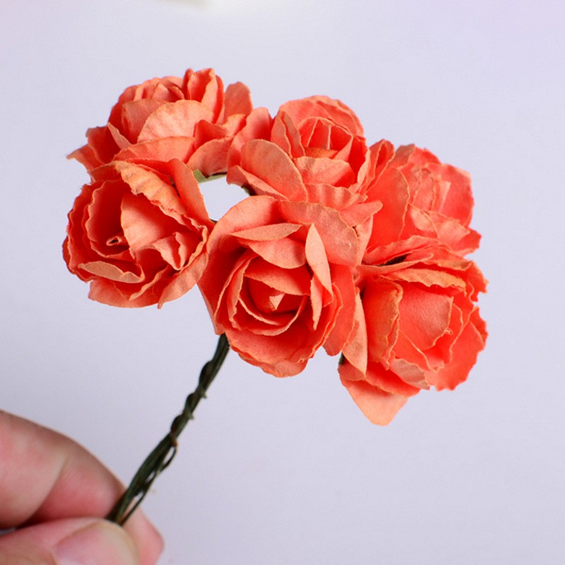 Hoa giấy to 2,5cm chùm 6 bông phụ kiện handmade