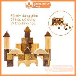 Đồ chơi gỗ bộ khối gỗ xây dựng - đồ chơi xếp hình chàng trai gỗ.