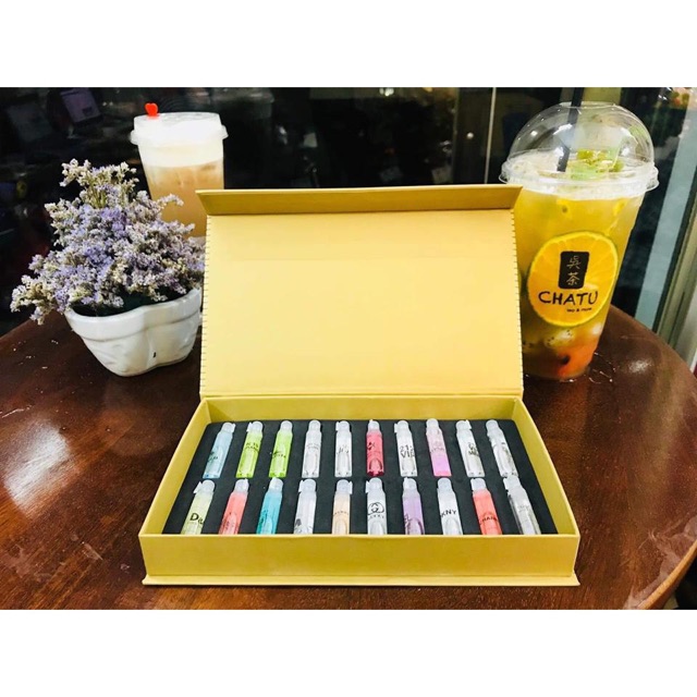 Hộp 20 chai nước hoa test mini hộp vàng