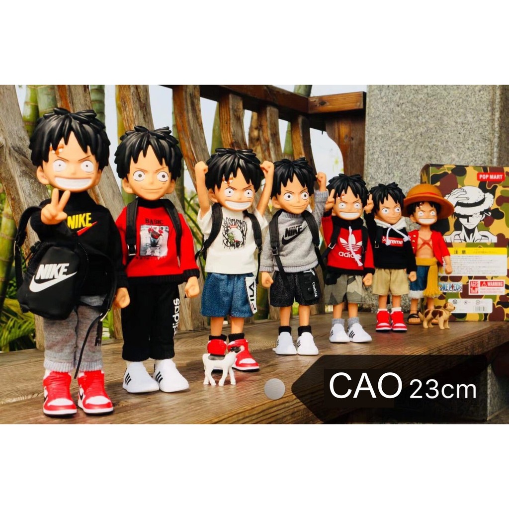 [Ảnh thật] Mô hình đồ chơi Luffy chibi quần áo vải cao 23cm - One Piece