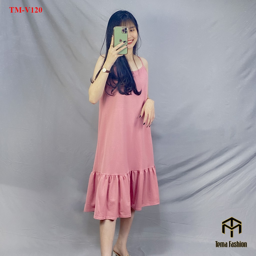 Váy đầm suông 2 dây nữ - Váy 2 dây nữ dáng đuôi cá dài chất cotton mát mịn | BigBuy360 - bigbuy360.vn