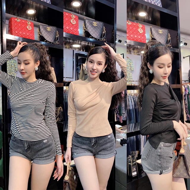 Áo thun dài tay rúm ngực 6 màu cho nữ (kèm ảnh thật)
