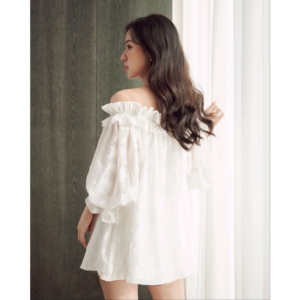 Set áo trễ vai babydoll Linly Store áo kiểu nữ tiểu thư tay lỡ S-BE